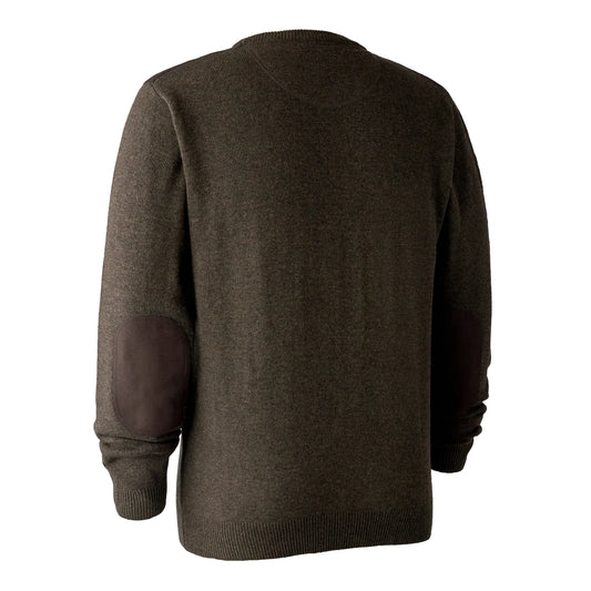 Sheffield Stickad Tröja med rund hals - Dark Elm - bakifrån