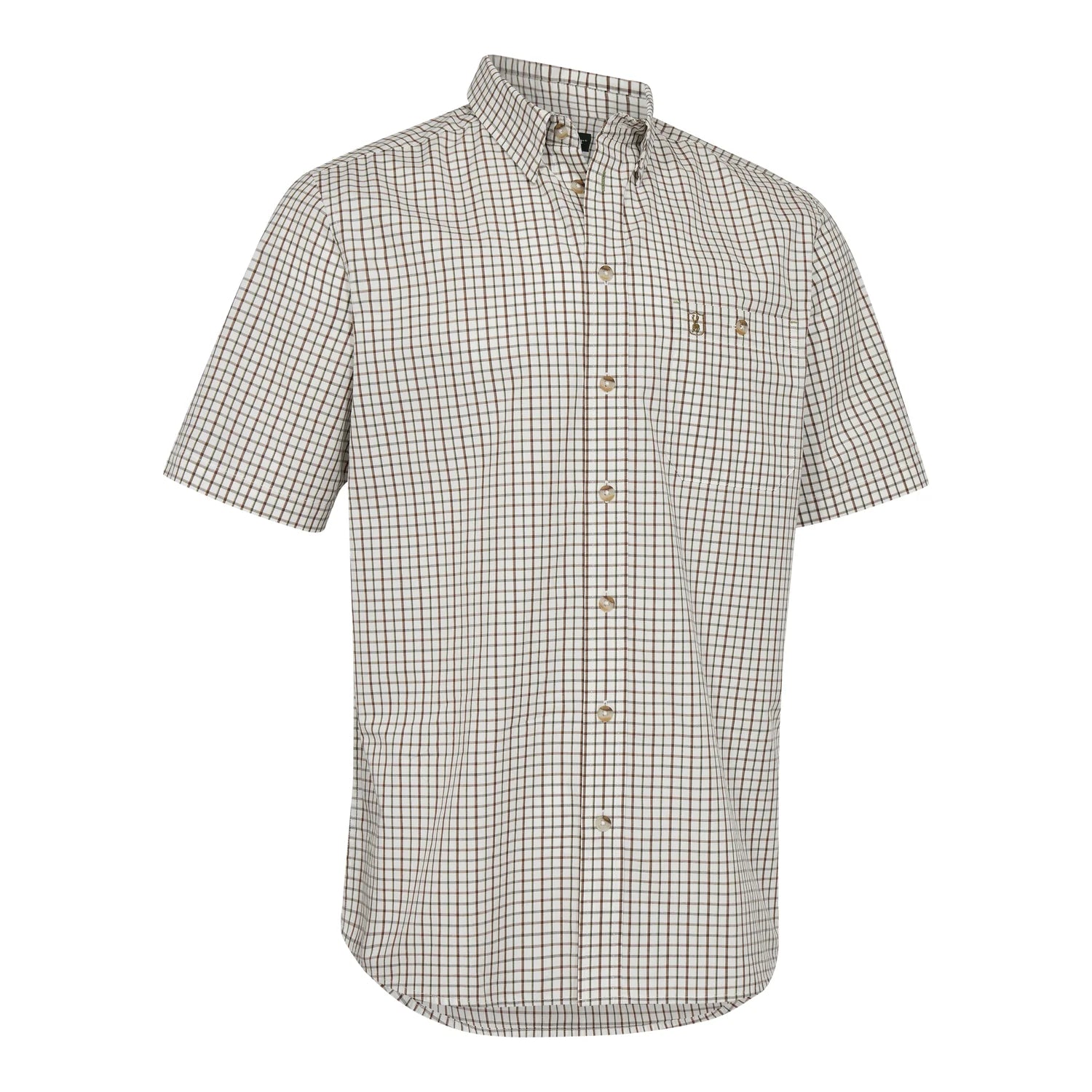 THEODORE skjorta S/S - Green Check - framifrån