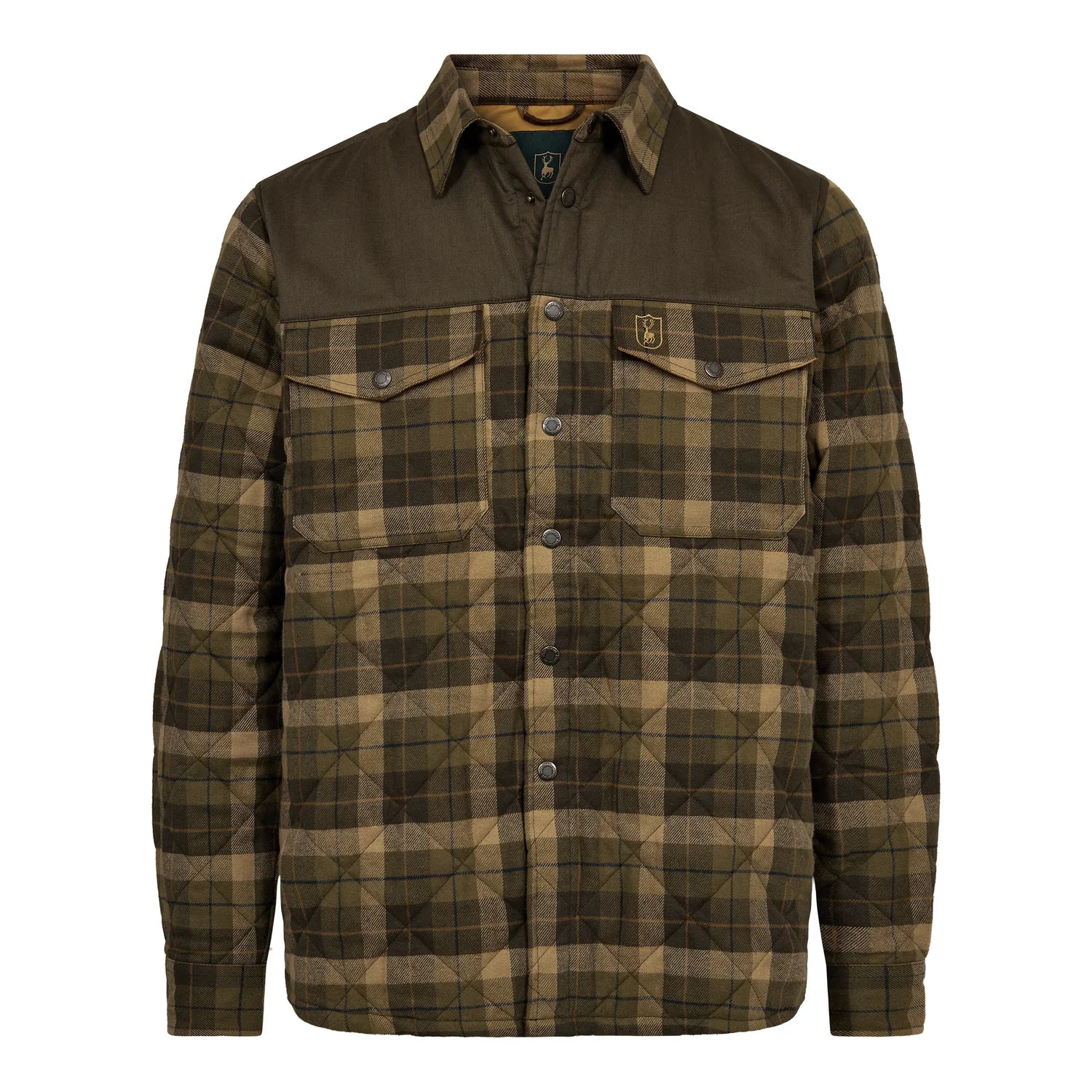 Youth Elbert Padded Skjortjacka - Brown Check - framifrån